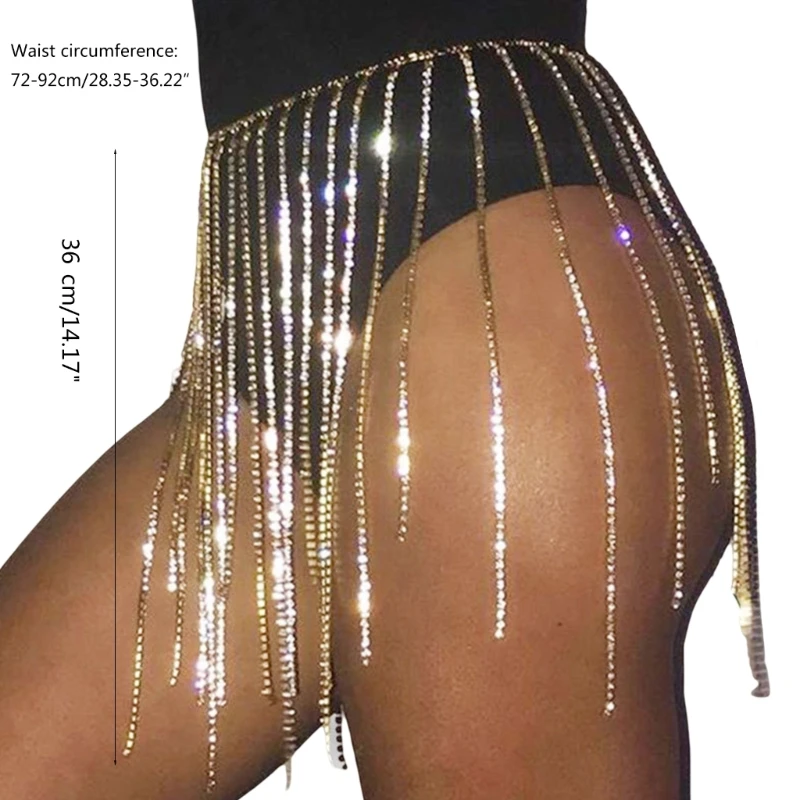 Tassel Body Chain Waist Belt Fringe Belt Crystal Tassel Belt Belly Dance Skirt Belt Dropship