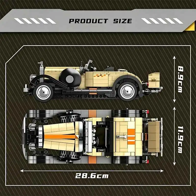Mould King 10115 Retro Classic Sports Car Building Blocks Bricks, Vintage Automobile Model Toy Kit, Christmas Gift for Display