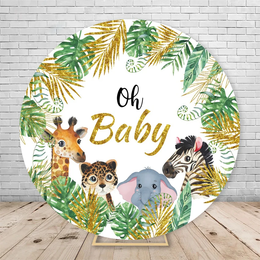 Wild One Round Backdrop Cover Safari Jungle Animals Baby Shower 1st Birthday Party Circle Photography Background Decor Props