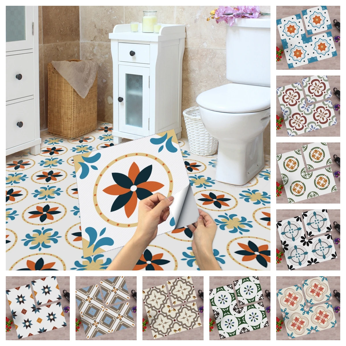 4 قطعة الكلاسيكية سميكة ذاتية اللصق ملصقات أرضية PVC متجمد مقاوم للماء جدار ودرج بلاط الشارات 30x30 سنتيمتر للديكور المنزل DIY بها بنفسك