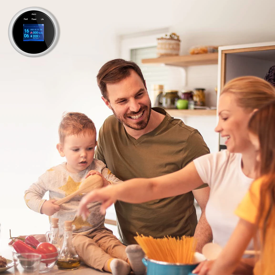 Tuya Wifi Leak With Temperature Function Combustible Gas Detectors Support Home Smart Life Natural Gas Alarm Sensor LCD Display
