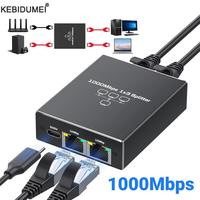 Gigabit RJ45 Splitter 1 to 3 Ethernet Switch 1000Mbps LAN Extension Adapter Network Cable Extender for PC Laptop TV Box Router