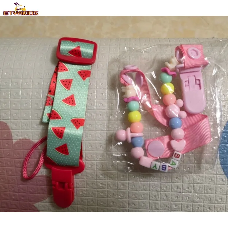 

Newborn Baby Pacifier Leashes Cases with Beads Anti Lost Soother Chain Clips Teether Nipple Care Accessory for Infants