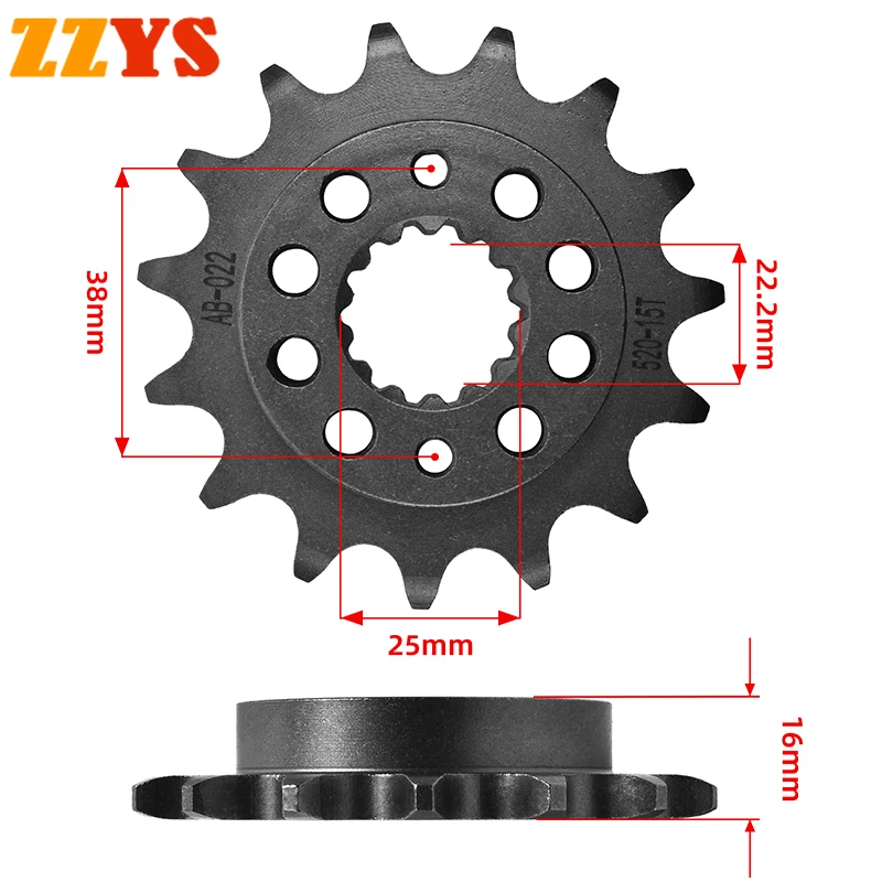 520 15T 15 Tooth Front Sprocket Gear Staring Wheel Cam For Ducati Road 748 Biposto 95-03 748SP 748 SP 95-98 748 R 748R 2001-2002