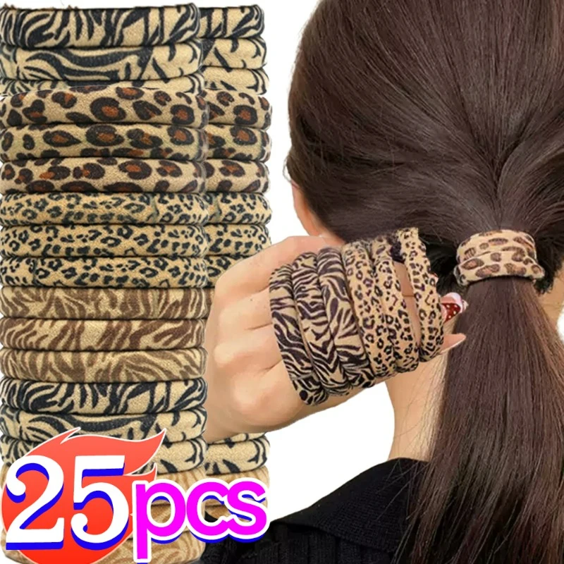 5/25Pcs Fashion Leopard Print Hair Rope Women High Elastic Pony Tails Holders Girls Towel Hair Rings Hair Accessories Headwear