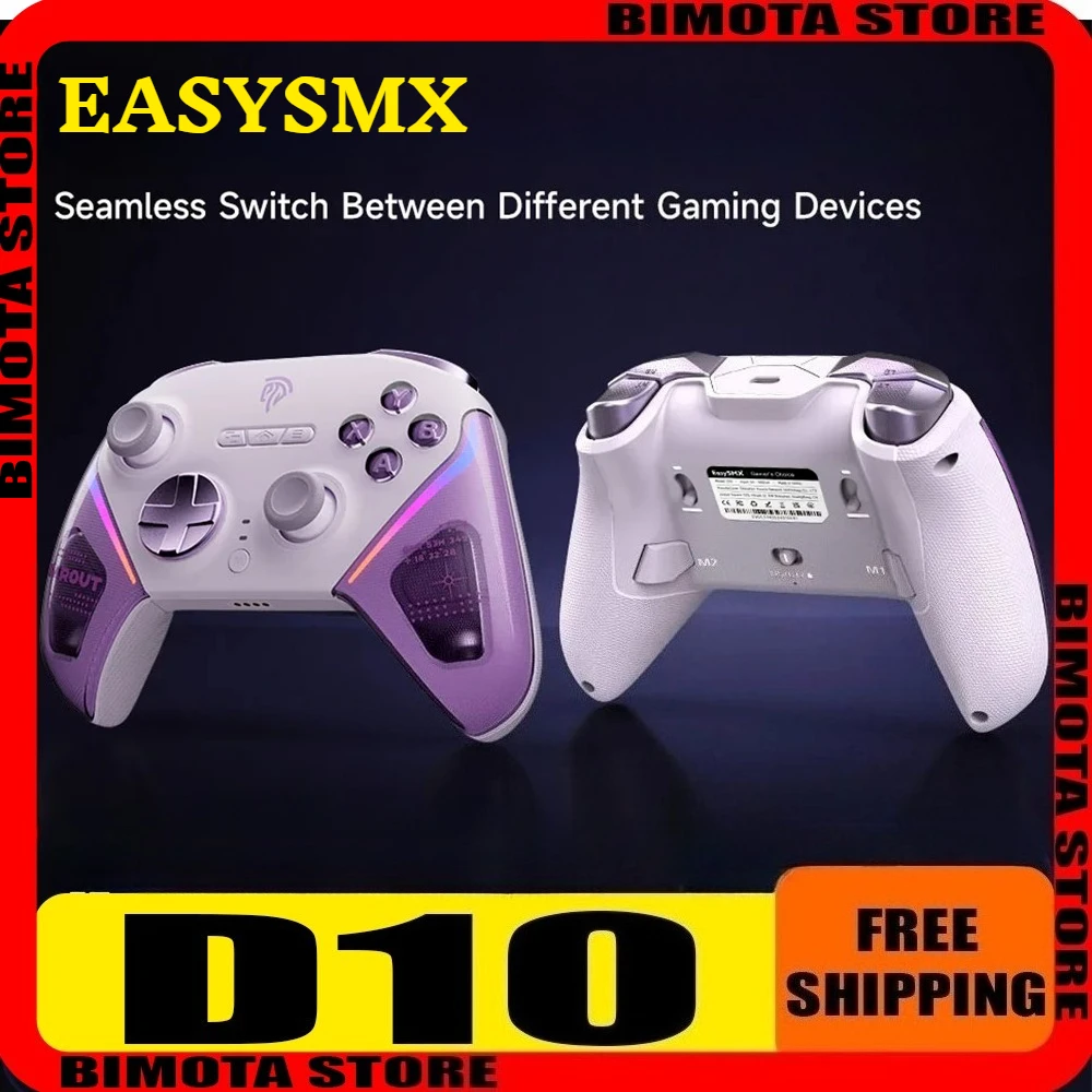 

EasySMX D10 Bluetooth controller FPS Game TMR anti-interference Wired Wireless 1000 Hz RGB lighting effect Anti sweat and slip