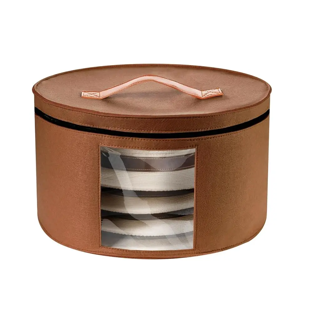 

Коробка для шляп женская, для хранения и путешествий, войлочный чехол для широкополых ковбойских шляп, складной органайзер для шкафа, большая круглая коробка для шляп