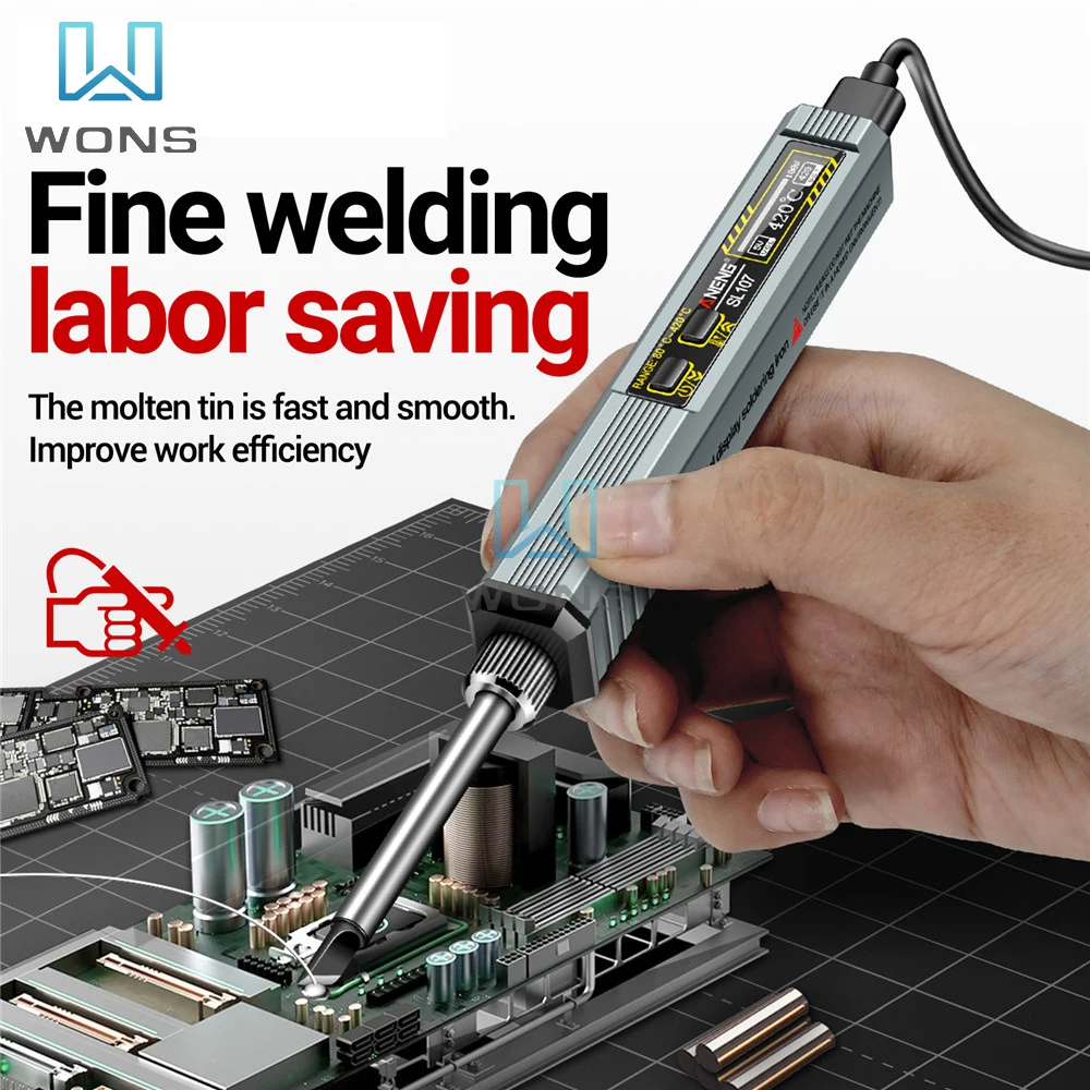 SL107 Electric Soldering Iron Repair Welding Tester 80~420℃ Adjustable Temperature USB Soldering Iron High Power Welding Tool