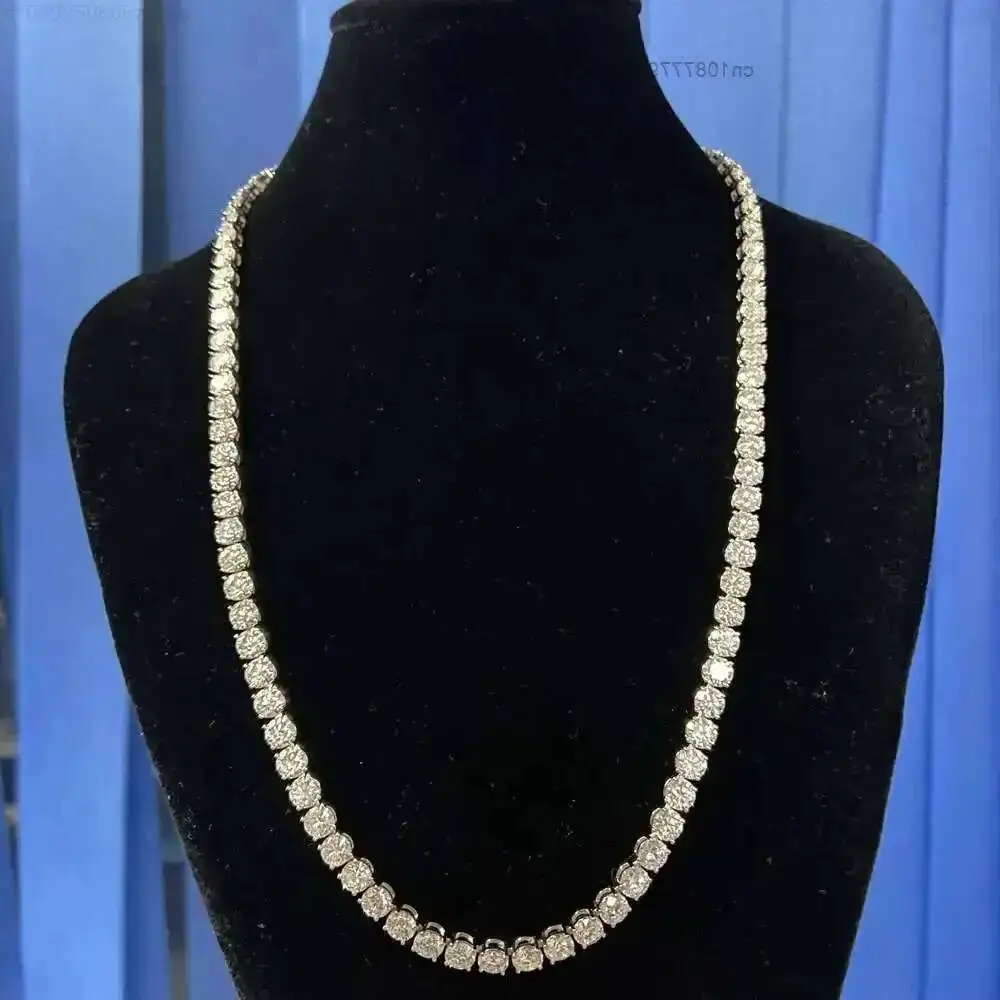 

Hq драгоценные камни 20 дюймов 5 мм бриллиант стерлингового серебра 925 пробы хип-хоп Iced Out муассанит бриллиант теннисная цепочка ожерелье