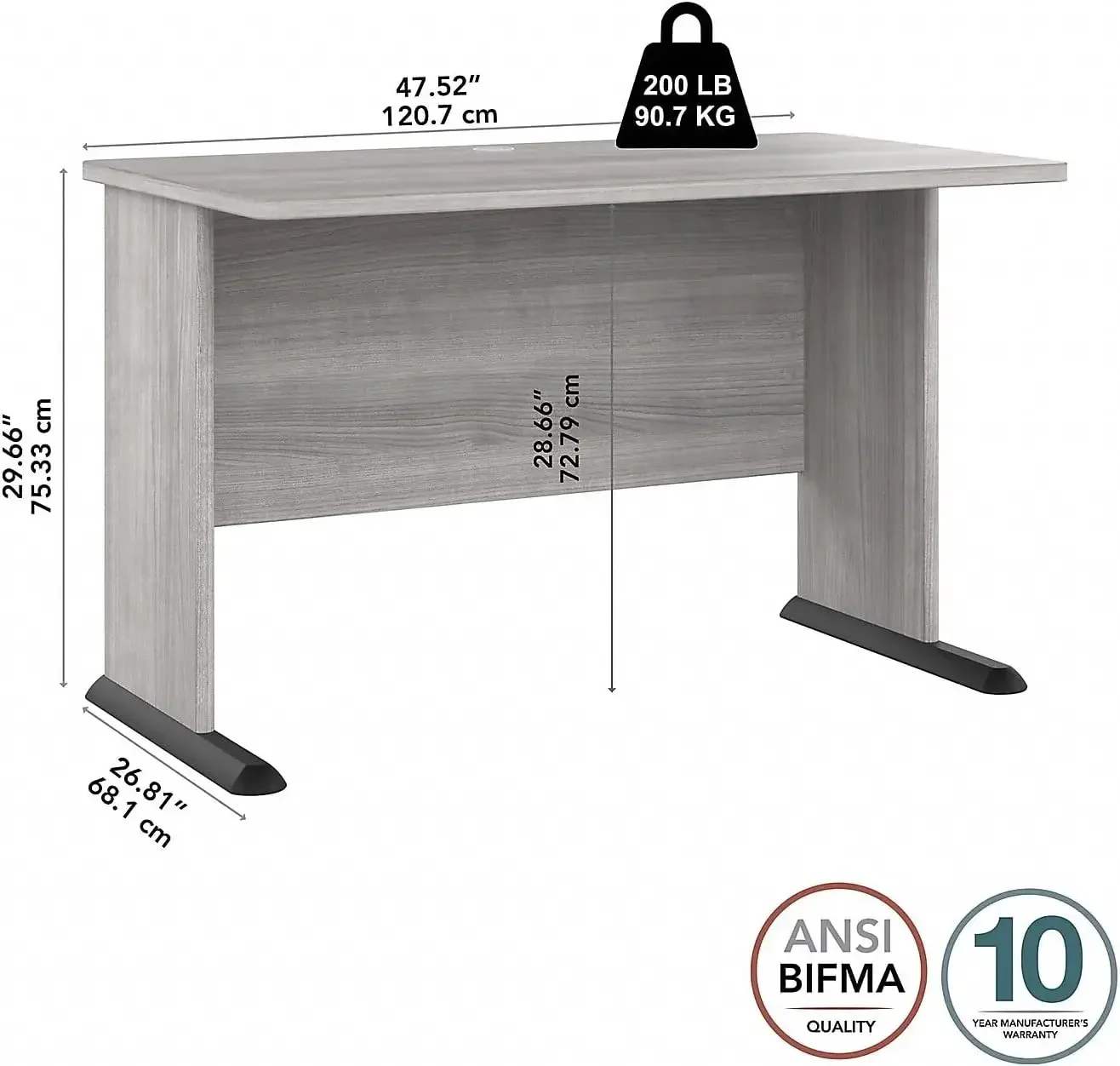 Studio A 48-inch W Computer Desk, Platinum Gray (SDD248PG)