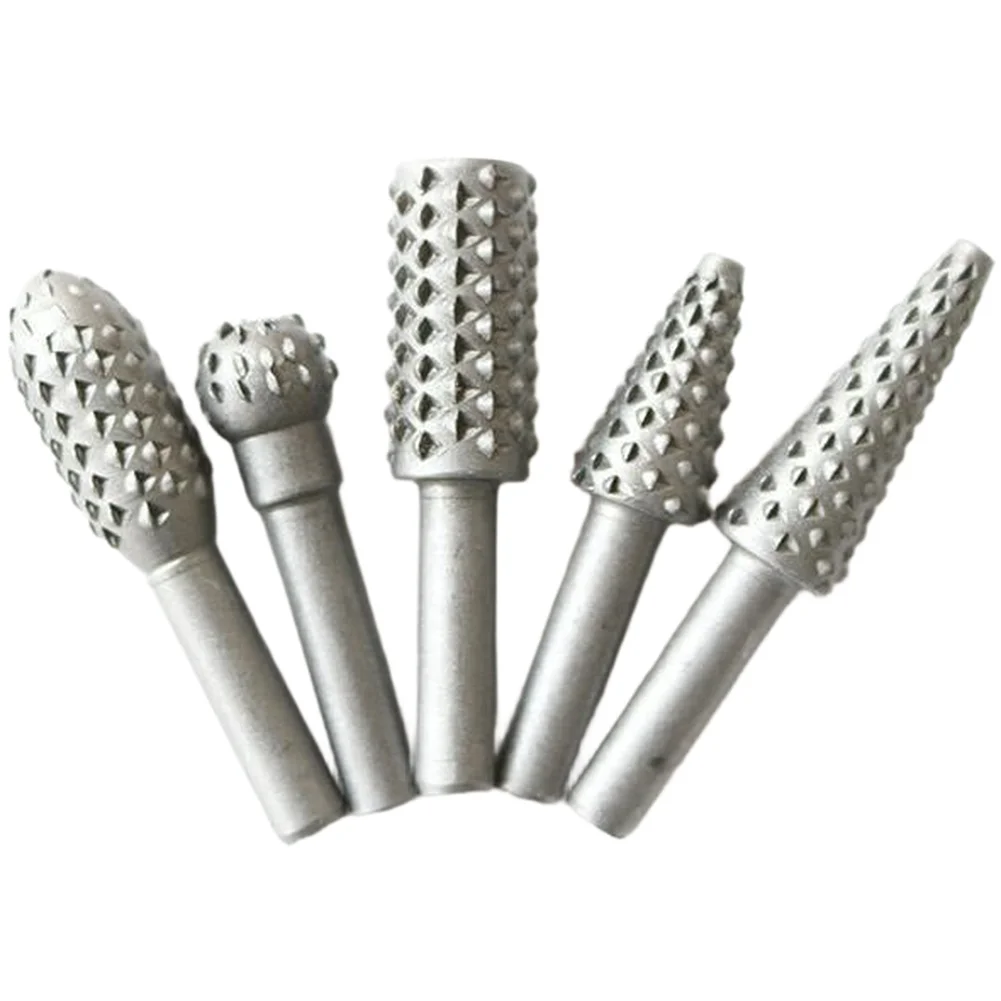 5/10PCS Wood Carving Rotary File 6mm Grinding Head Burr Milling Cutter Drill Bit Set For Hardwood Softwood Engraving ﻿
