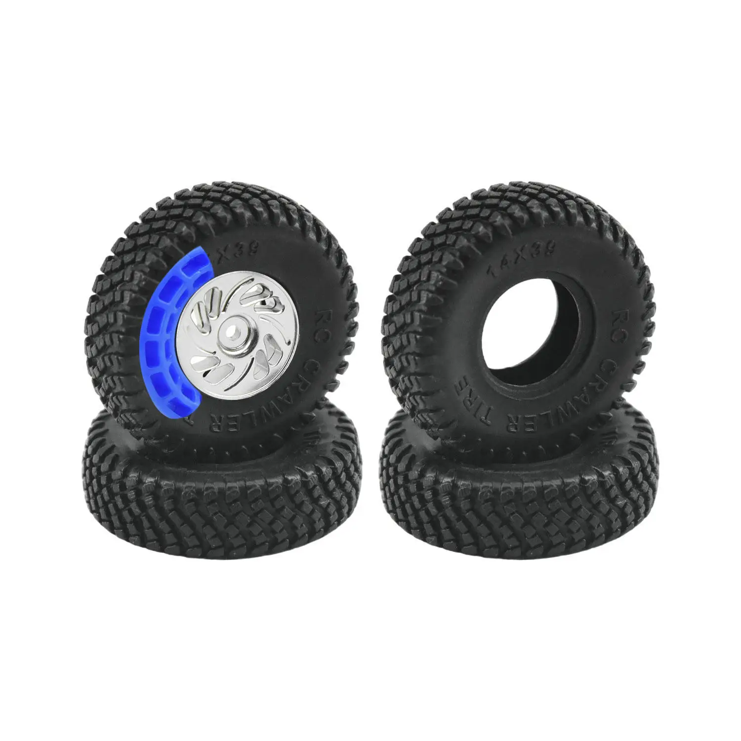 39mm Wheel Tire with Silicon Gel Anti Foams Insert for SCX30 Cars 4pcs/set B:Blue W:White