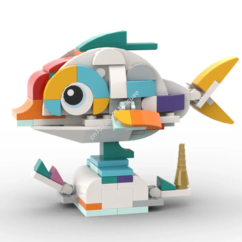 

108 деталей MOC: Конструктор «Рыба» – развивающая игрушка для детей, идеальный подарок на День рождения и Рождество, развивающий творческие способности.