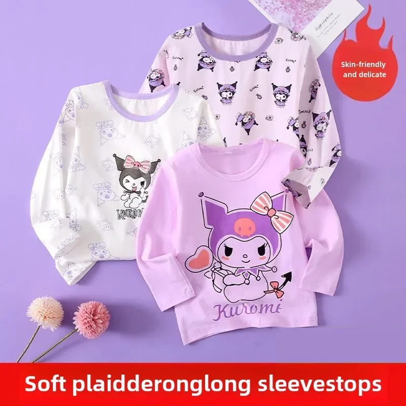 Sanrio Kawaii Anime Kuromi Hoodie Mädchen Herz Süßes süßes Cartoon Langarm T-Shirt Schönes Top Tide Geschenk für Kinder Urlaubsgeschenke