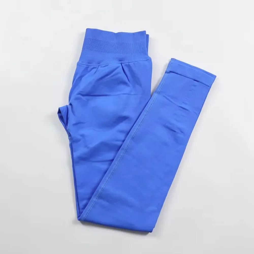 

Spring Summer Leggings Ladies Seamless Yoga Pants V Back Tickle Booty Workout Leggings Ribbed Low Waist Fitness Gym Leggings