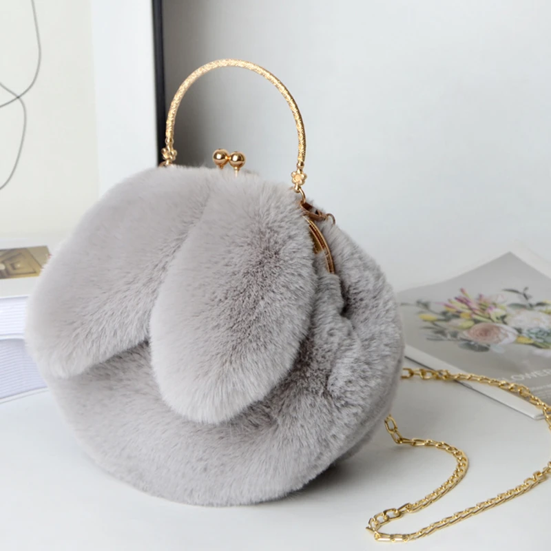 Cute Plush Rabbit Crossbody Bags for Women Korean Version Cute Purses and Handbags Girls New Rabbit Ear Shoulder Messenger Bag