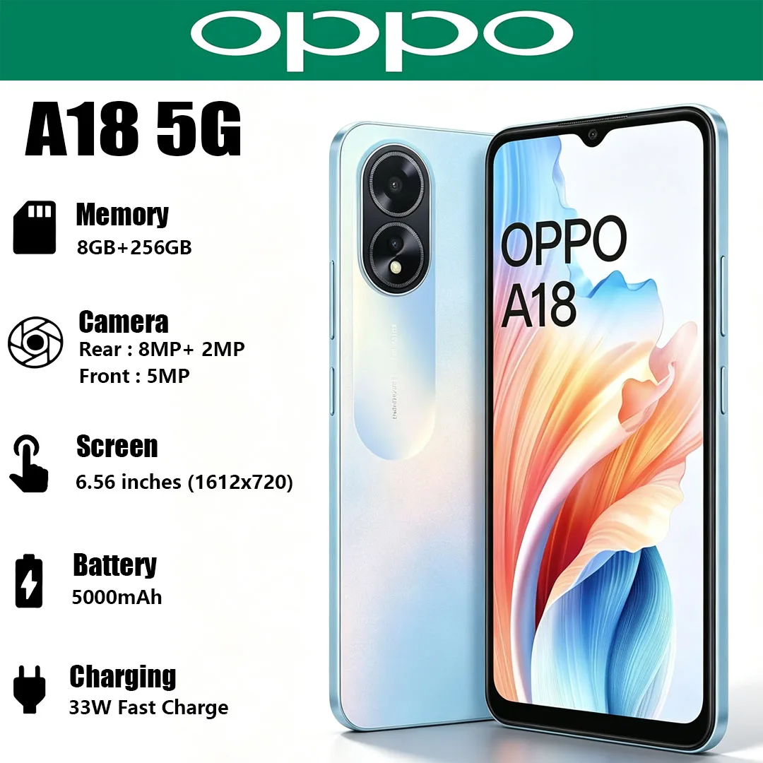 New OPPO A18 5G Global Version Cell Phone 6.56