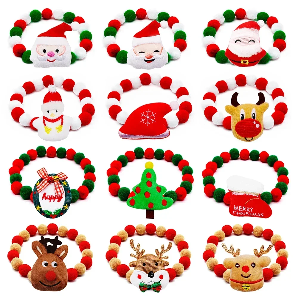 20pcs Dog Collar Christmas Dog Necklace Bowties For Small Dog Cat Bow Tie Collar Christmas Dog Grooming Accessories Pet Supplies