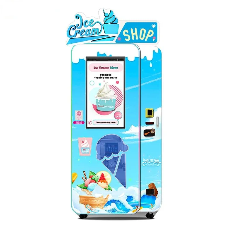 Durable Haloo 24-Hour Self-service Ice Cream Vending Machine Frozen Food Vending Machine Smoothie Machine With Time Monitoring