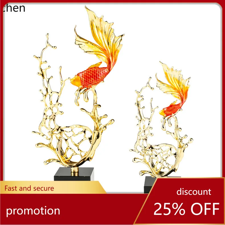 

ZML Modern New Chinese Style Enamel Crystal Ornament High-End Home Decor Koi Fish Craft