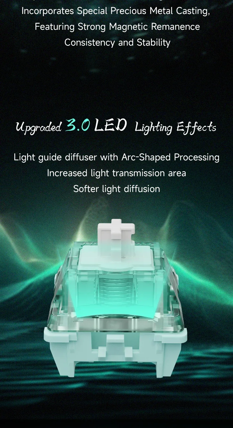 GATERON Magnetischer Jade Pro-Schalter, linear, HiFi, vorgeschmiert, benutzerdefinierte magnetische Tastatur, Gaming, freie Einstellung, Vorreise-Hall-Sensor – Detail 5