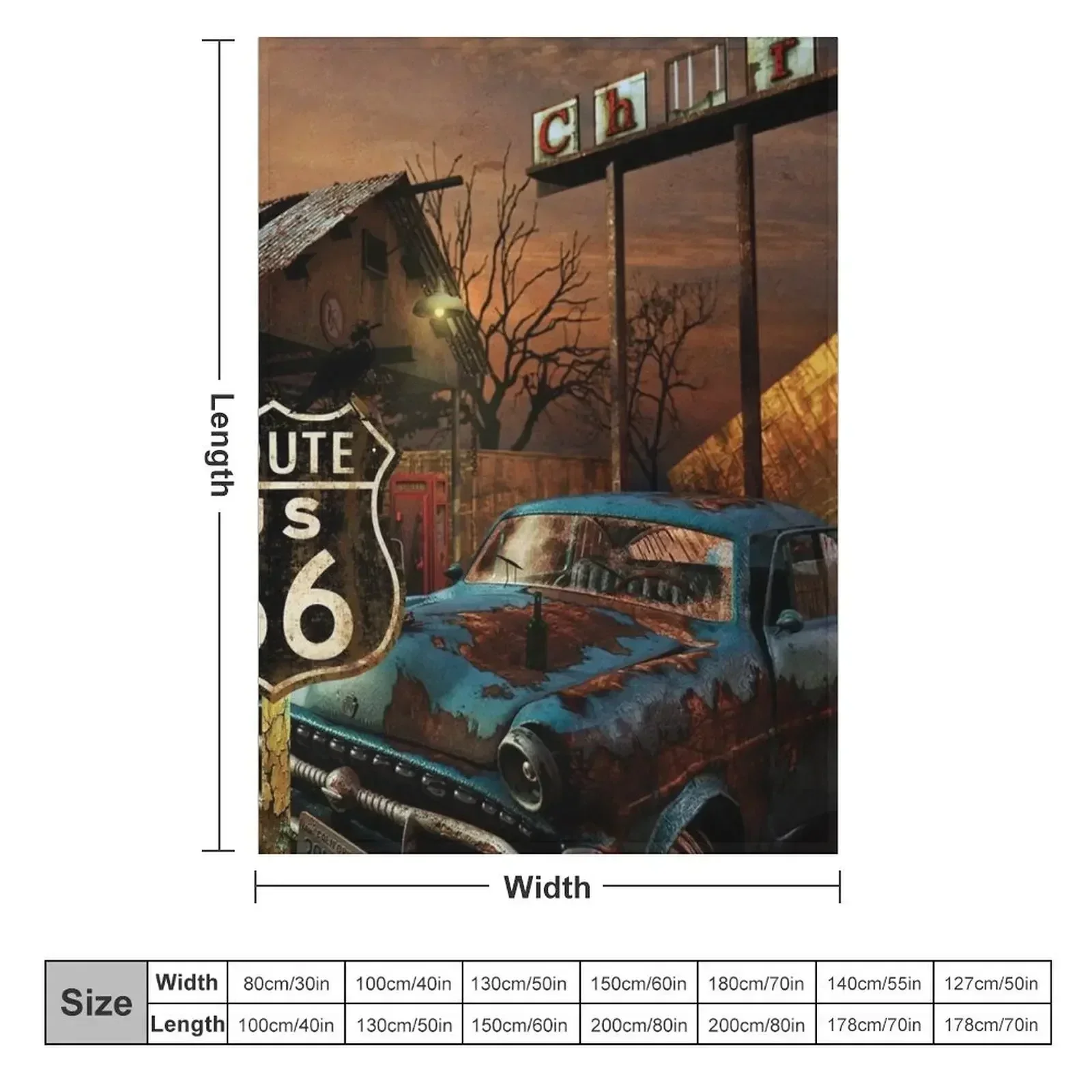 ROUTE 66 Throw Blanket couch cozy soft plush fuzzy picnic outdoor blanket