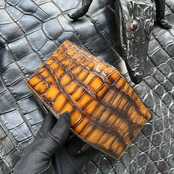 New Fashion Men's Alligator Wallets Real Crocodile Genuine Leather Short Organizer Wallet Boy Brand Luxury Card Holder Purse