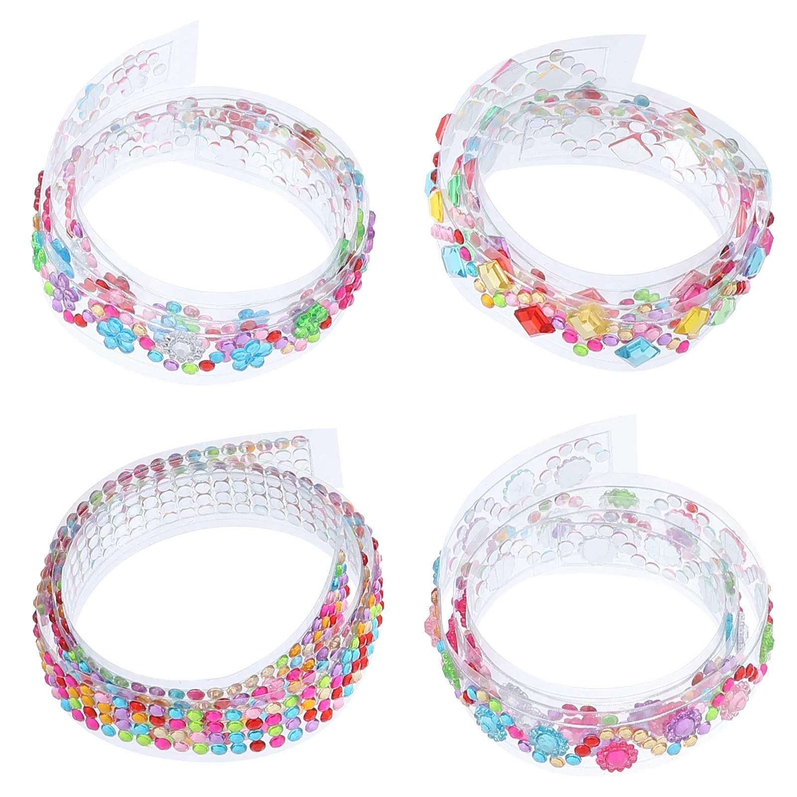 

4 Rolls 50cm Water Diamond Rhinestone Tape Decorative Self Adhesive Gemstone Ribbon for Phone Cases Gift Boxes Crystal