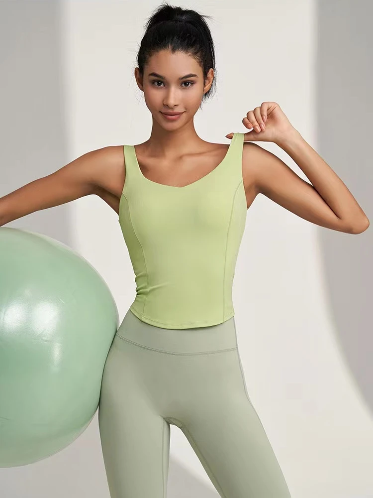 Sleeveless Sports Vest Women's One-piece Fixed Cup Wearing Running Speed Drying Fitness Lingerie Yoga Suit Beauty Back Bra