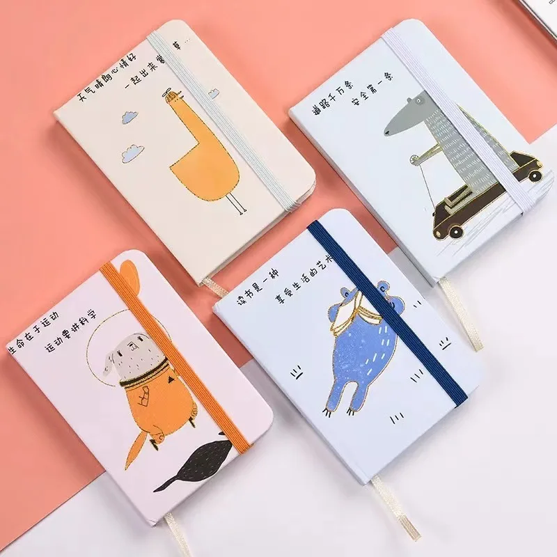 Cartoon a7 binding hardcover student Pocket This cute little notebook with hot gold and color border portable notepad