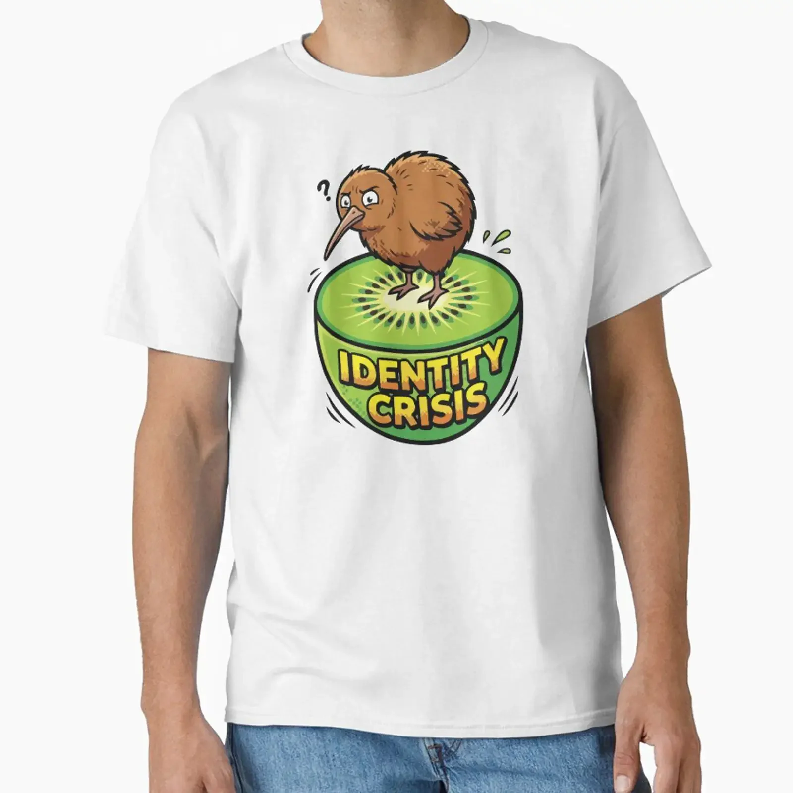 Identity Crisis Kiwi Bird Comic Pop Art Funny Pun designed and sold by Arc2020 vintage Washed homme Stylish Unisex Breathable