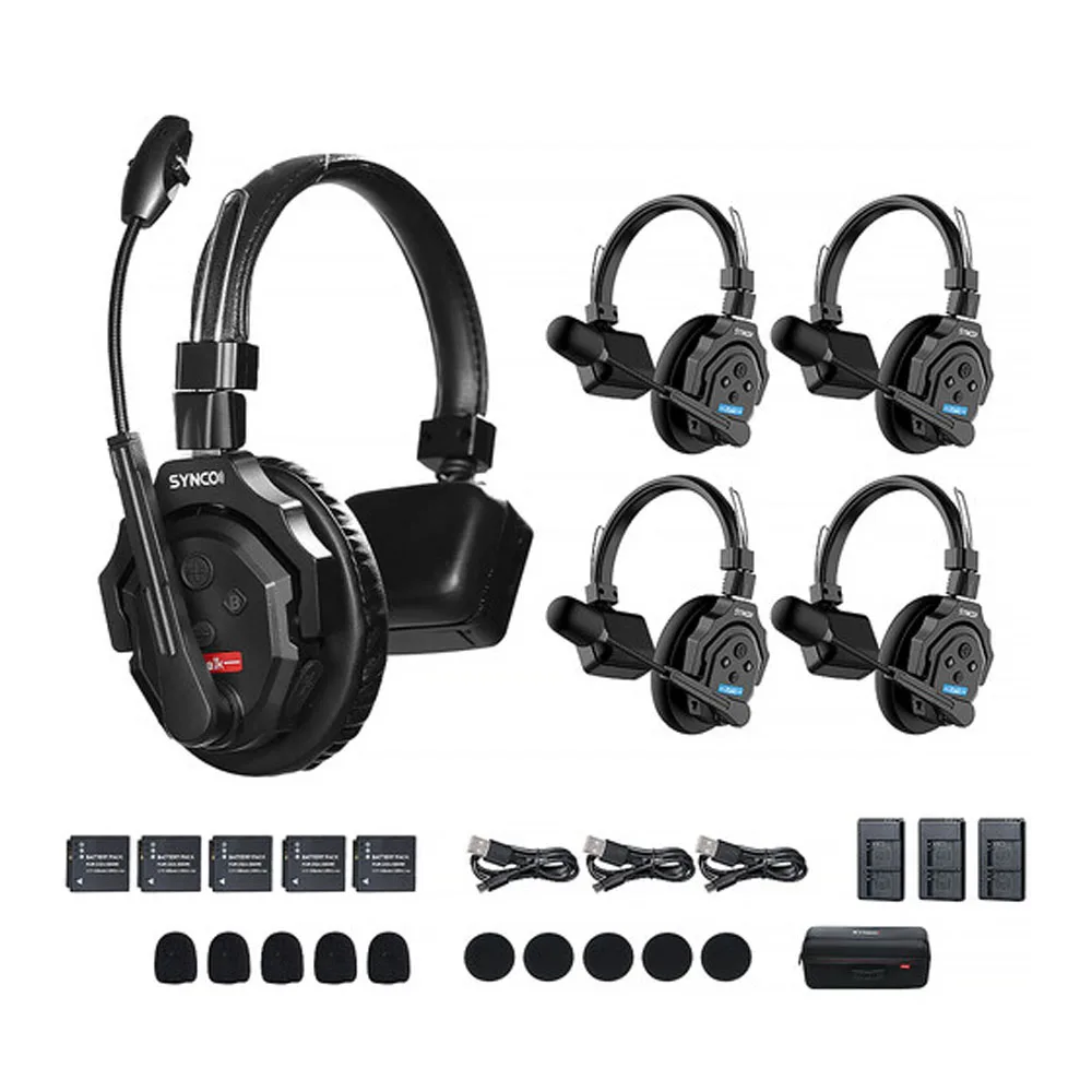 New Synco X-Talk X5 Wireless Intercom System with 5 Single-Ear Headsets (2.4 GHz) Fast delivery