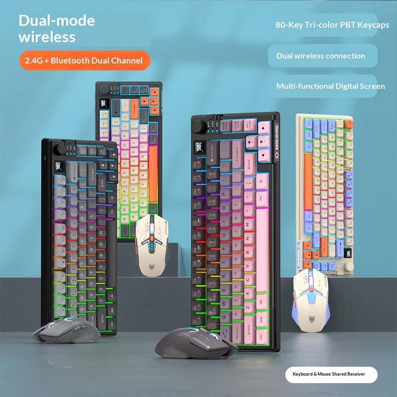 UNSVFOX K920 Bluetooth wireless dual-mode keyboard and mouse set laptop tablet office game keyboard and mouse RGB lighting effe