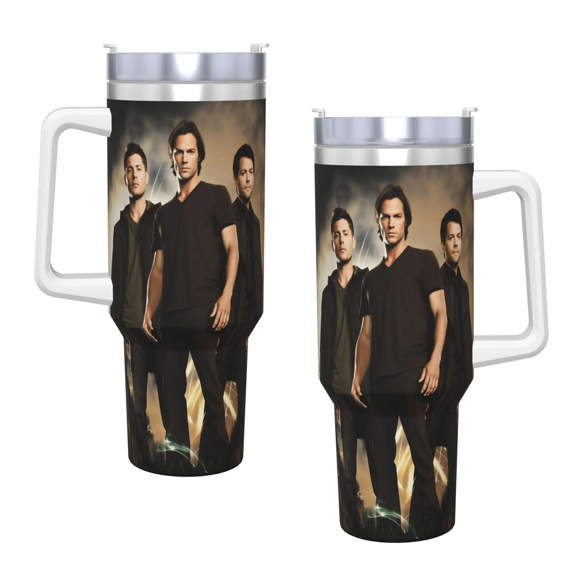 Stainless Steel Tumbler 3D SPN Supernatural Sign Dean Sam Thermal Mug  Leakproof Cold and Hot Car Mugs Travel DIY Water Bottle