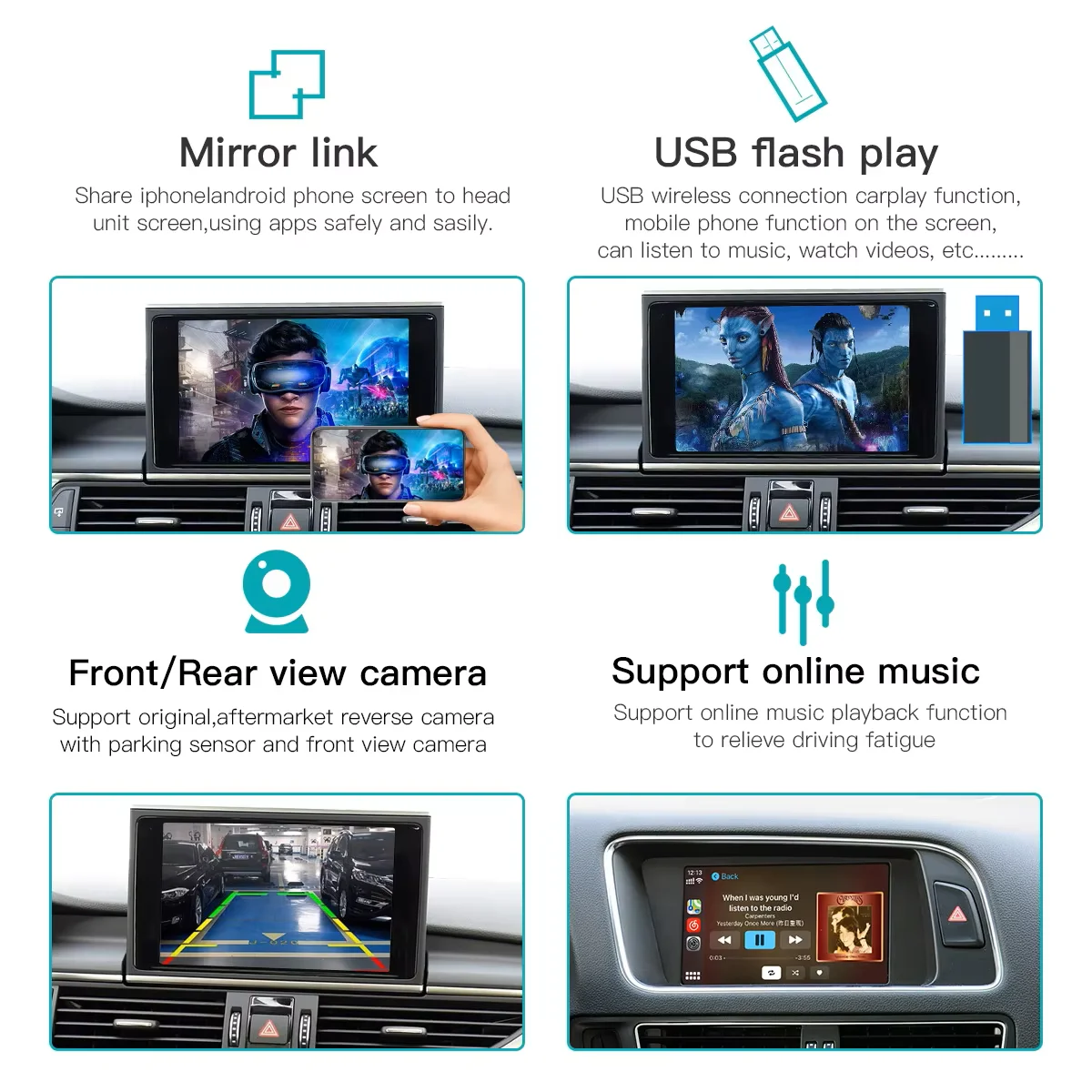 AUTOABC Wireless Auto Smart Box For Audi A6 A7 S6 S7 RMC 2011-2018 Support Carplay Android Auto Connect Mirrorlink IOS 14 15 16