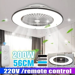 Moderno de Control remoto LED luz de techo 56CM 220V de sala de estar cocina dormitorio baño ventilador lámparas ajustar la velocidad del viento de atenuación