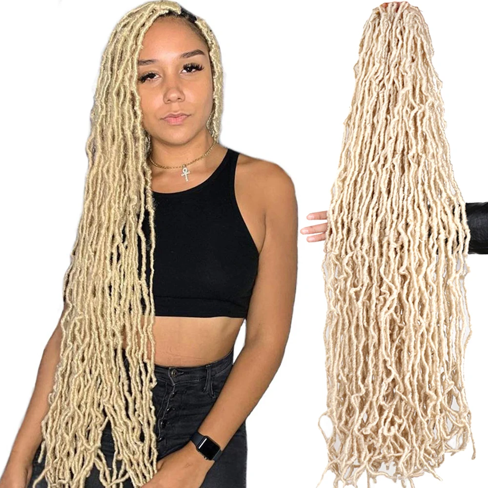 New Faux Soft Locs Crochet Synthetic Hair for Black Women, Butterfly Locs Style Crochet Hair, Curly and Pre -Looped Faux Locs