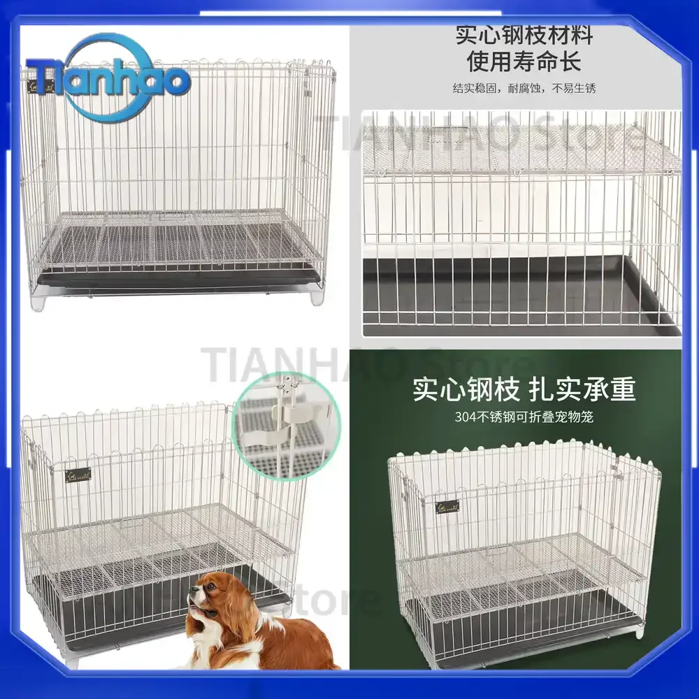 Foldable Pet Fence for Dogs and Cats Indoor 304 Stainless Steel Dog Crate Cat Cage Pet Supplies Ready Stock Wholesale