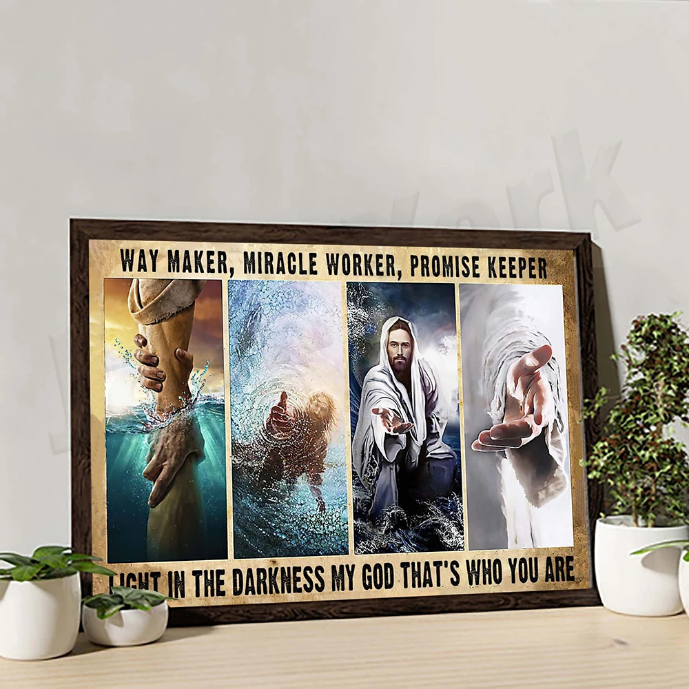 Wayfinder, Miracle Worker, Promise Keeper, Light in the Darkness Poster, Jesus Print, God Art, Bible Verse