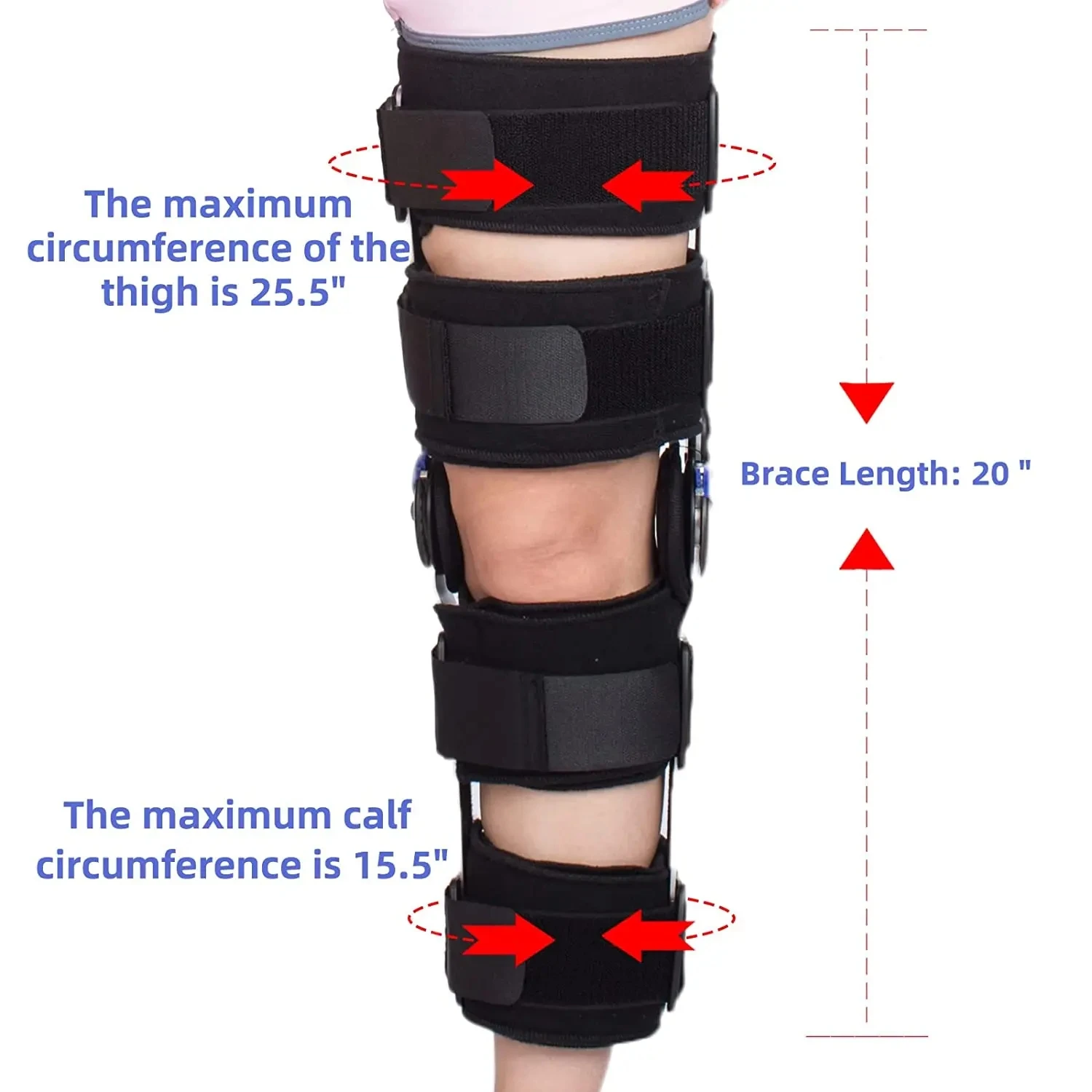 1PC Orteza stawu kolanowego na zawiasach Regulowany immobilizer kolana z bocznymi stabilizatorami nóg dla łza łąkotki Zapalenie stawów ACL PCL Rehab