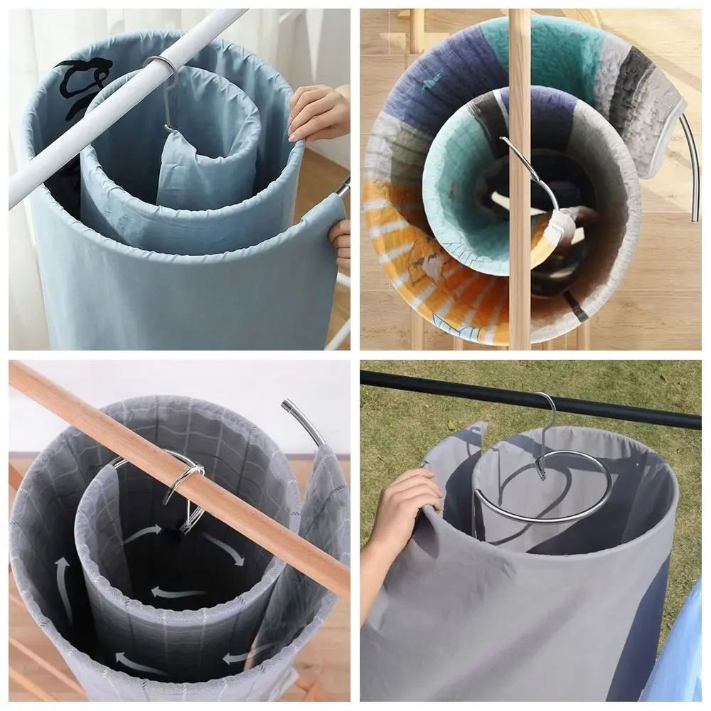 Stainless Steel Round Quilt Sheets Hangers Save Space Rotating Drying Rack Household Storage Blanket Hanger Bed Sheet Spiral