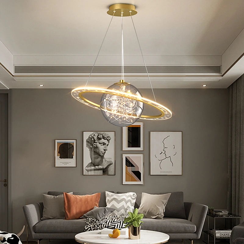 

Children's Bedroom Creative LED Pendant Lamp Modern Personalized Glass Spherical Pendant Living Room Restaurant Decor Chandelier