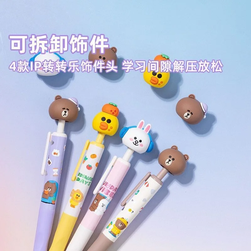 New LINE FRIENDS Brown Cony Sally Secondary Cartoon Student Quick-drying Brush Pen Creative Cute Doll Gel Pen Transfer Pen Gift view 3
