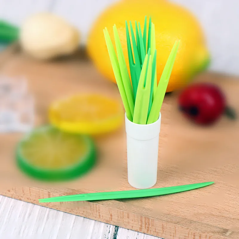 Creative Green Bamboo Leaf Fruit Fork, Chopsticks, Cocktail Fork, Lunch Accessories, Kids Pinchos Para Comida De Niños, Bento