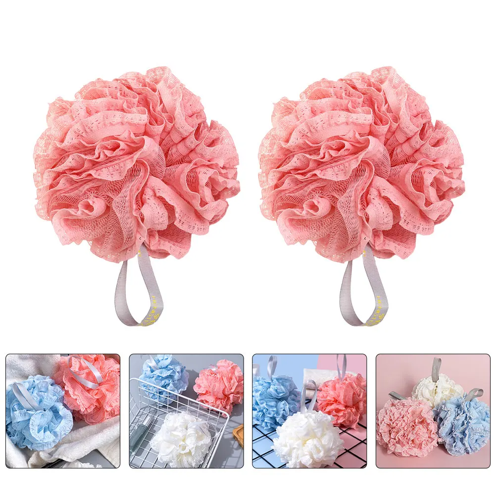 

3pcs Bath Ball Shower Mesh Poufs White Baby Body Wash Sponge Deep Cleansing Skin Massage Easy Control Toddler Bath