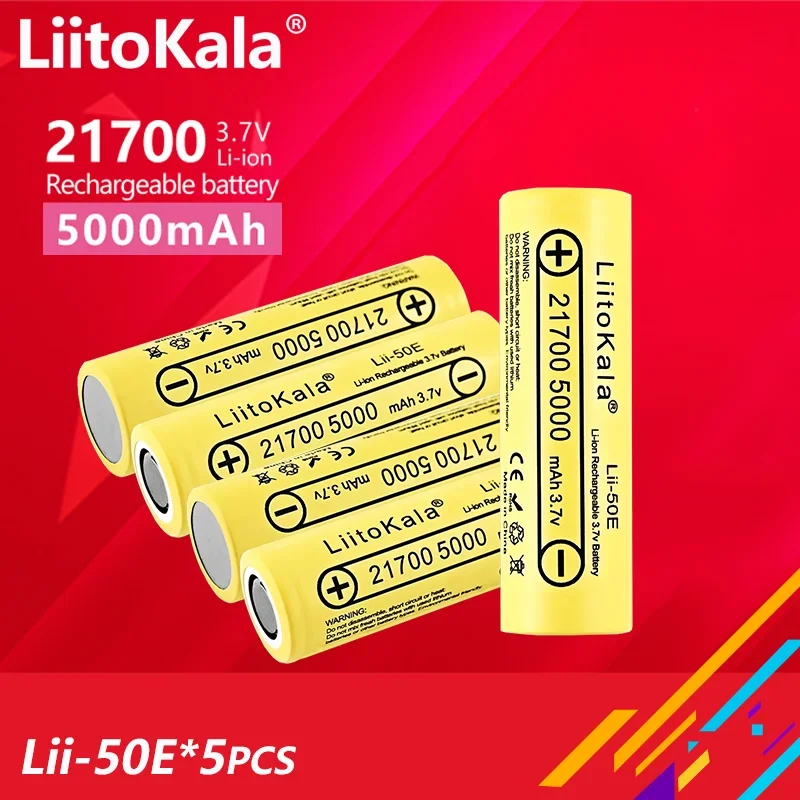 5 szt. Akumulator LiitoKala Lii-50E/Lii-40A 21700 4000mah/5000mAh akumulator litowo-jonowy 3.7V 21700 bateria do latarki/moc baterii E-narzędzia