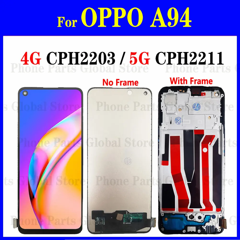 Incell Display For OPPO A94 LCD 4G CPH2203 Screen A94 5G LCD CPH2211 With Frame Touch Sensor Digitizer Assembly Replacement