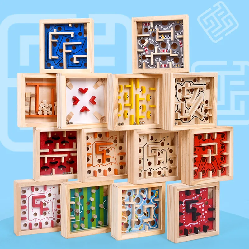 

Wooden Labyrinth Rolling Ball Maze Board Game Balance Toys 3D IQ Puzzle Educational for Adult Children Stress Reliever Toys Gift