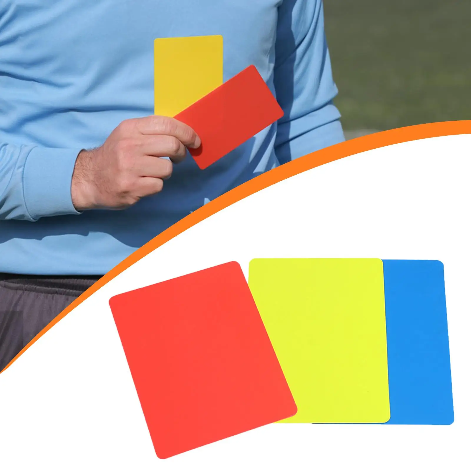 

Game Official Referee Cards PVC Judge Kit Red Yellow Blue Warning Ejection for Football Training