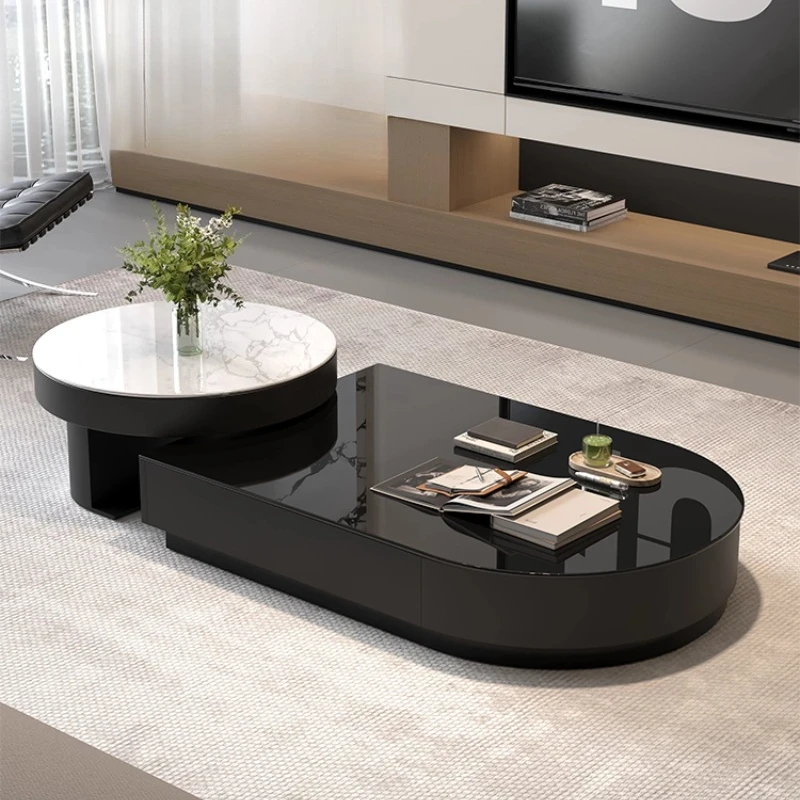 

Center Luxury Coffee Table Lounge Auxiliary Black Living Room Black Side Table Adjustable Height Interior Nordic Furniture